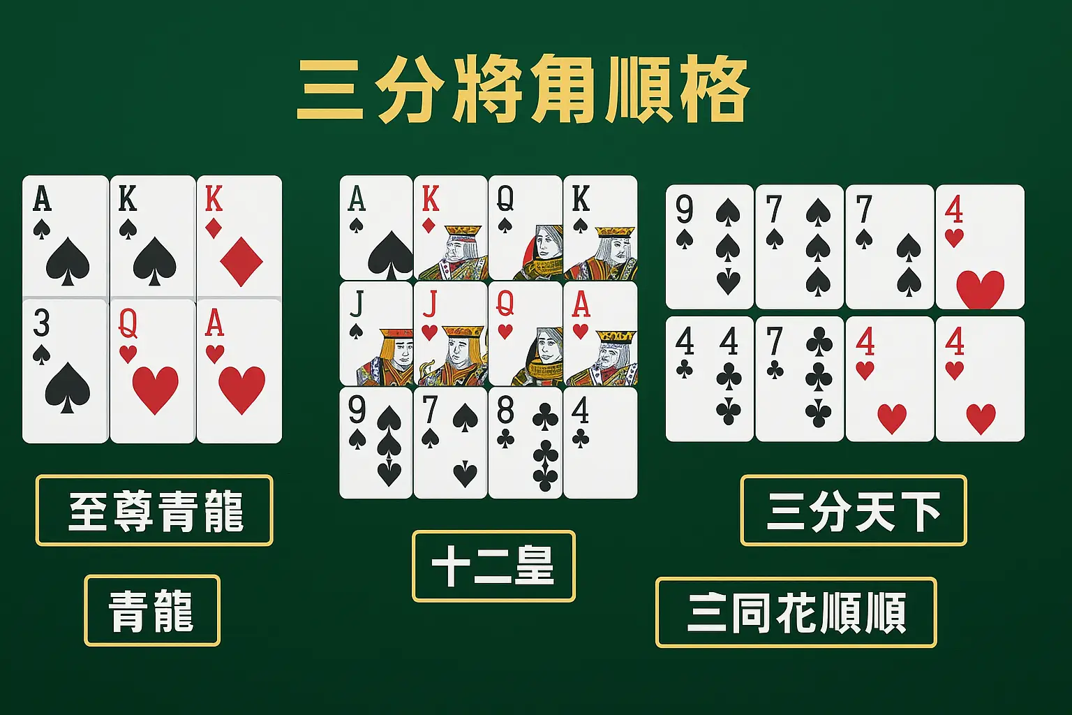 十三張牌型強弱對照圖