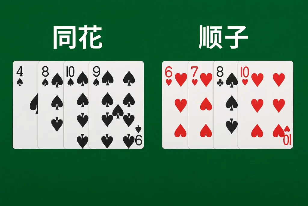 德州扑克同花順子大小比較
