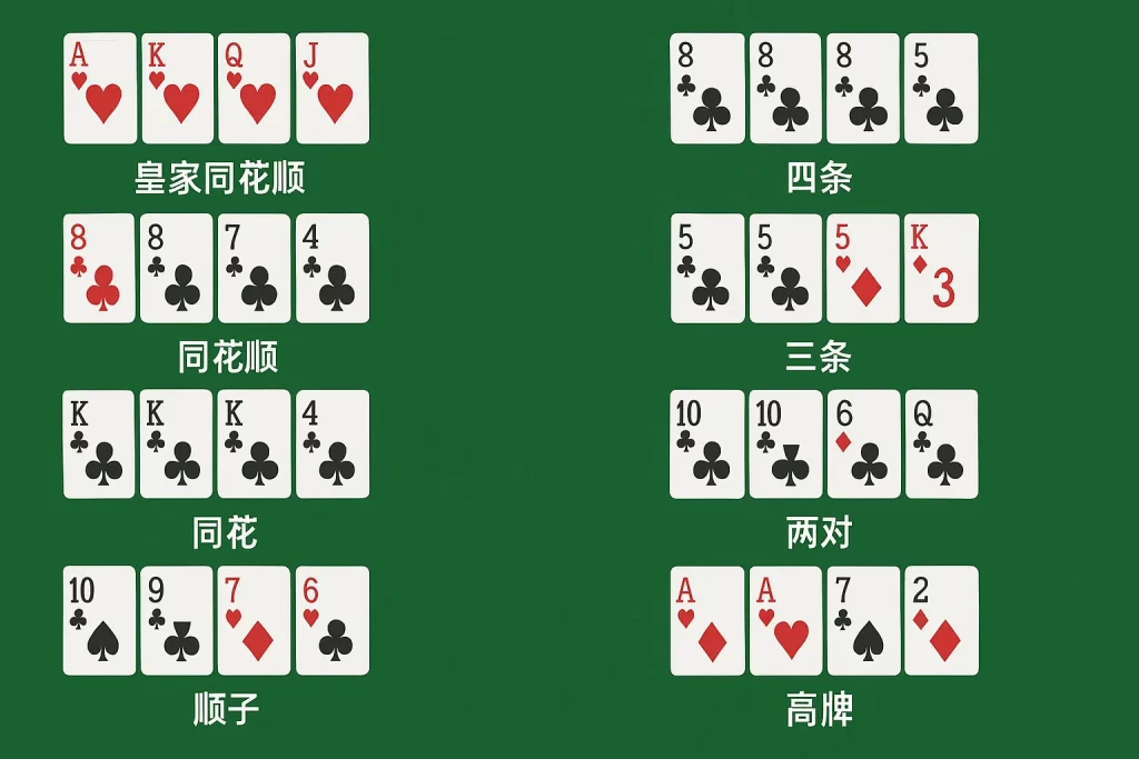 德州撲克牌型排序圖